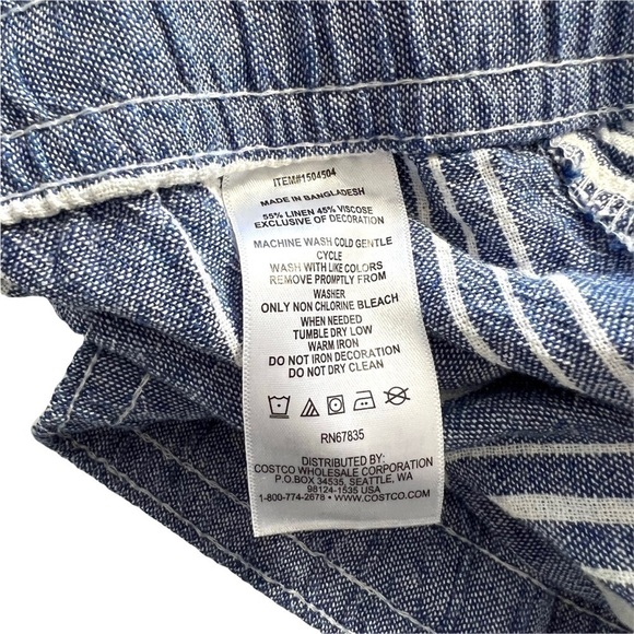 Nautica Soft Linen Pull On With Pockets Light Blue White Stripe Short Size Large - Picture 8 of 17